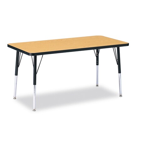 Jonti-Craft Berries Rectangle Activity Table, 24 in. x 48 in., A-height, Oak/Black/Black 6403JCA210